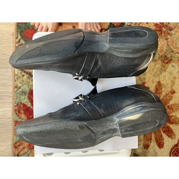 Stefano Castelli Men's  black Leather Loafers Shoes  EU 44  steel  buckle Italy - Picture 9 of 13